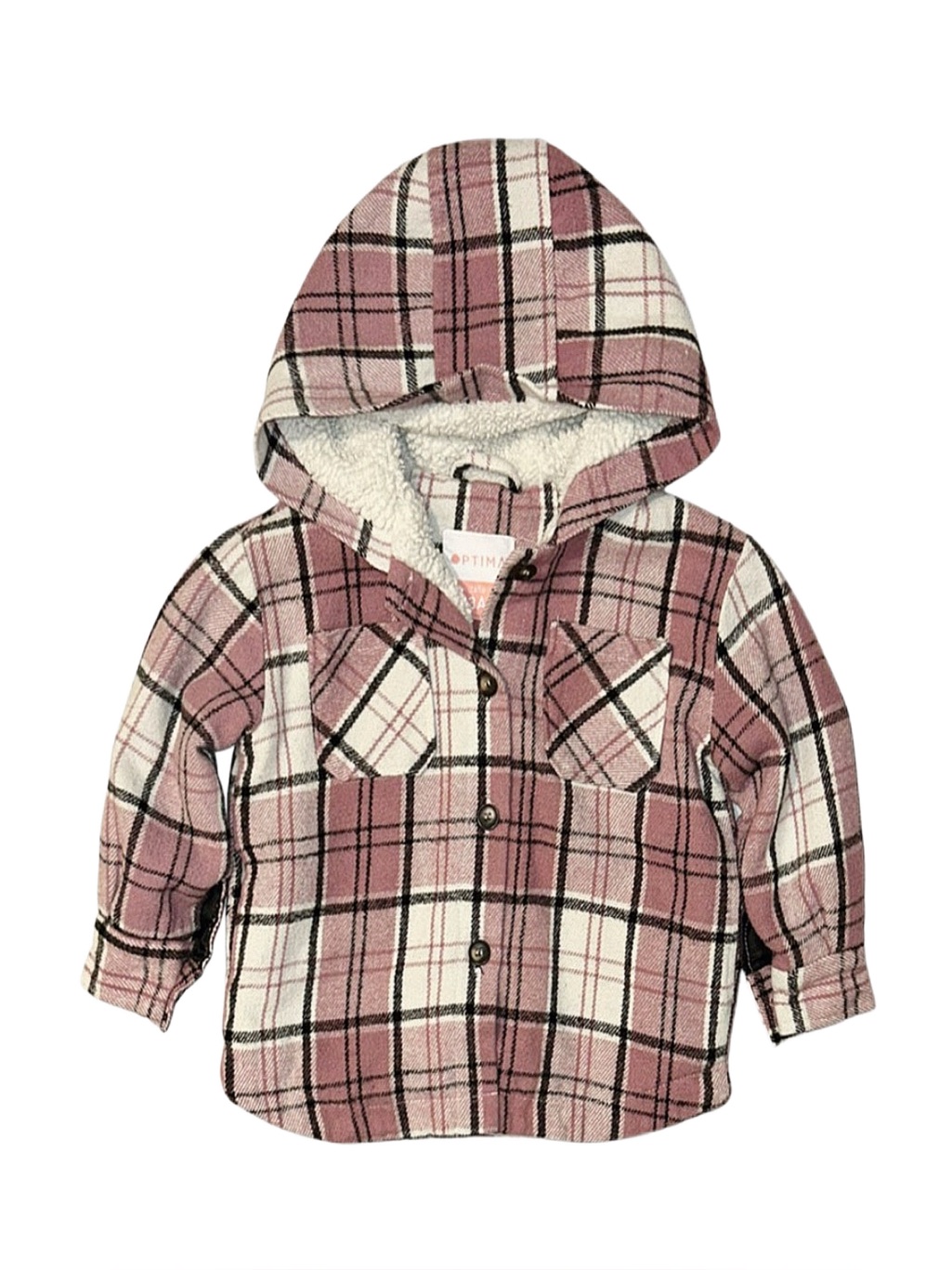 Optima Girls Pink Plaid Flannel Shacket Size 3a